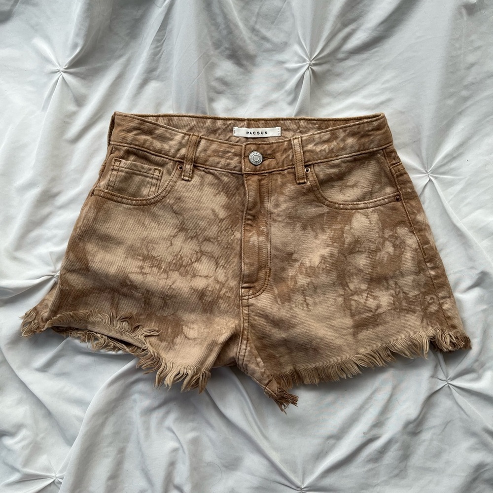PacSun Tan Tie-Dye Jean Shorts